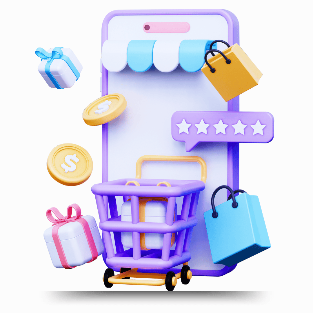 Compras online, carrinho de compras, avaliações, presentes e entregas rápidas.