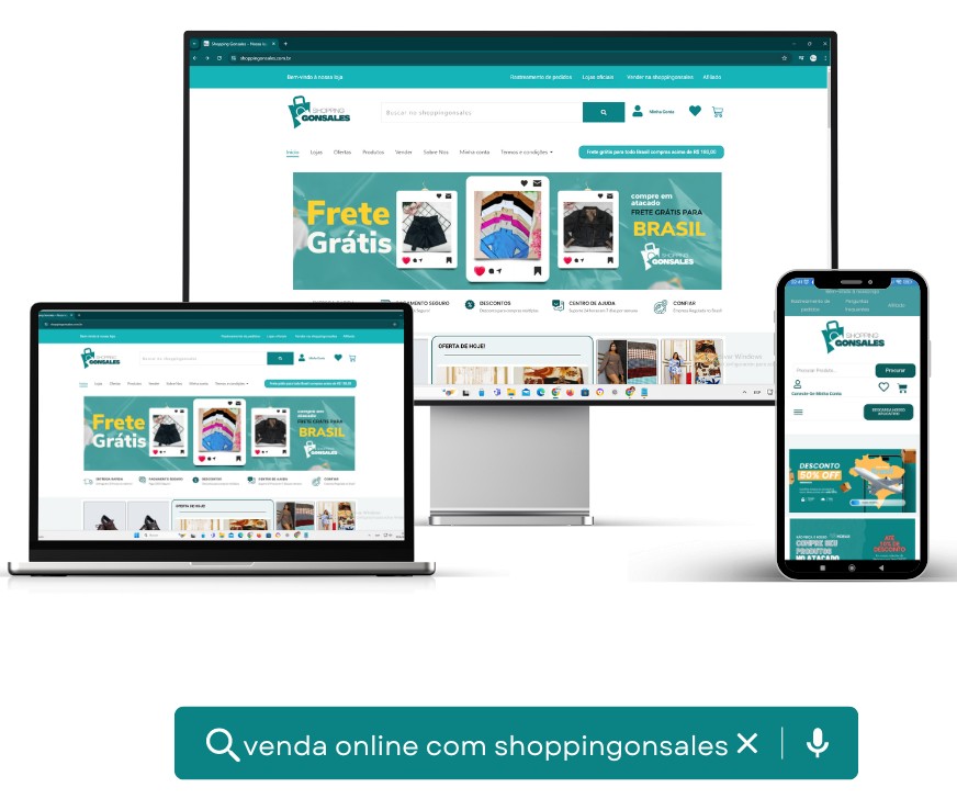 Frete grátis para compras no Shopping Gonsales, seu marketplace de confiança em variedade e economia.