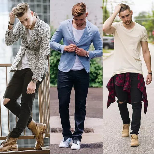 Varanda com homem de cabelo liso e roupas casuais, estilo moderno e confortável.