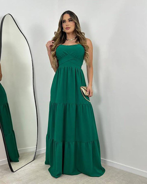 Vestido Longo Feminino Elegante – Caimento Perfeito