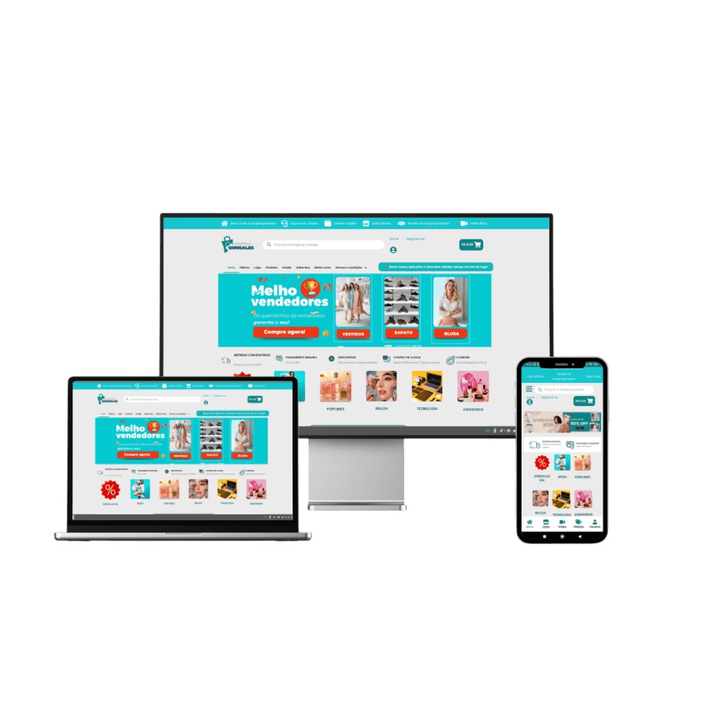 Imagem de site de marketplace para vendas online de moda e roupas.