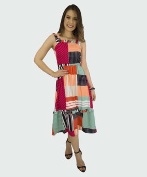 Vestido listrado midi