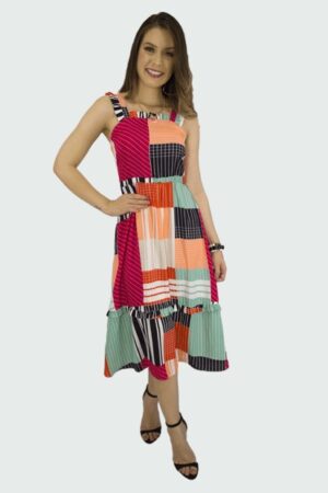 Vestido listrado midi