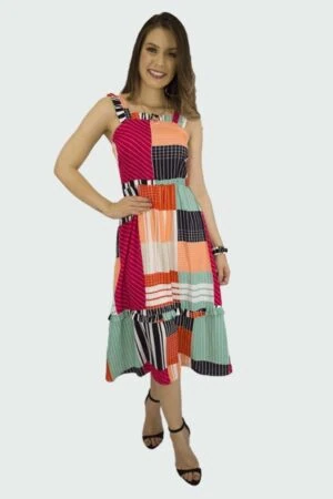 Vestido listrado midi