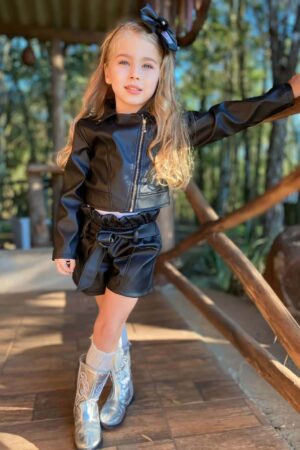 Jaqueta Couro Ecologico Infantil Menina Luxo 2 A 10 Ano