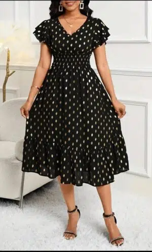 Vestido Midi Glam Dourado – Sofisticação e Estilo