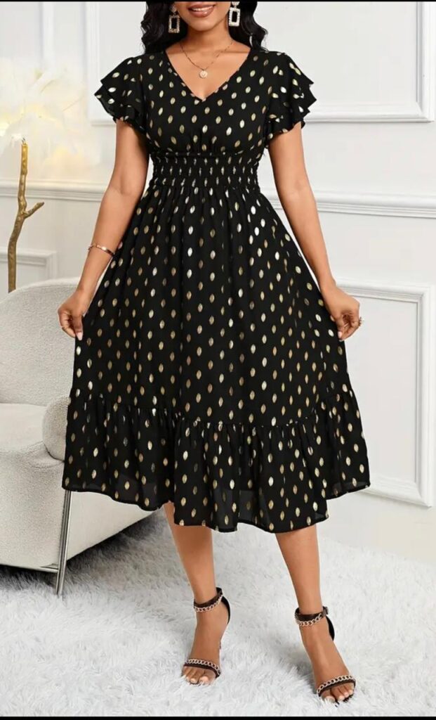 Vestido Midi Glam Dourado – Sofisticação e Estilo